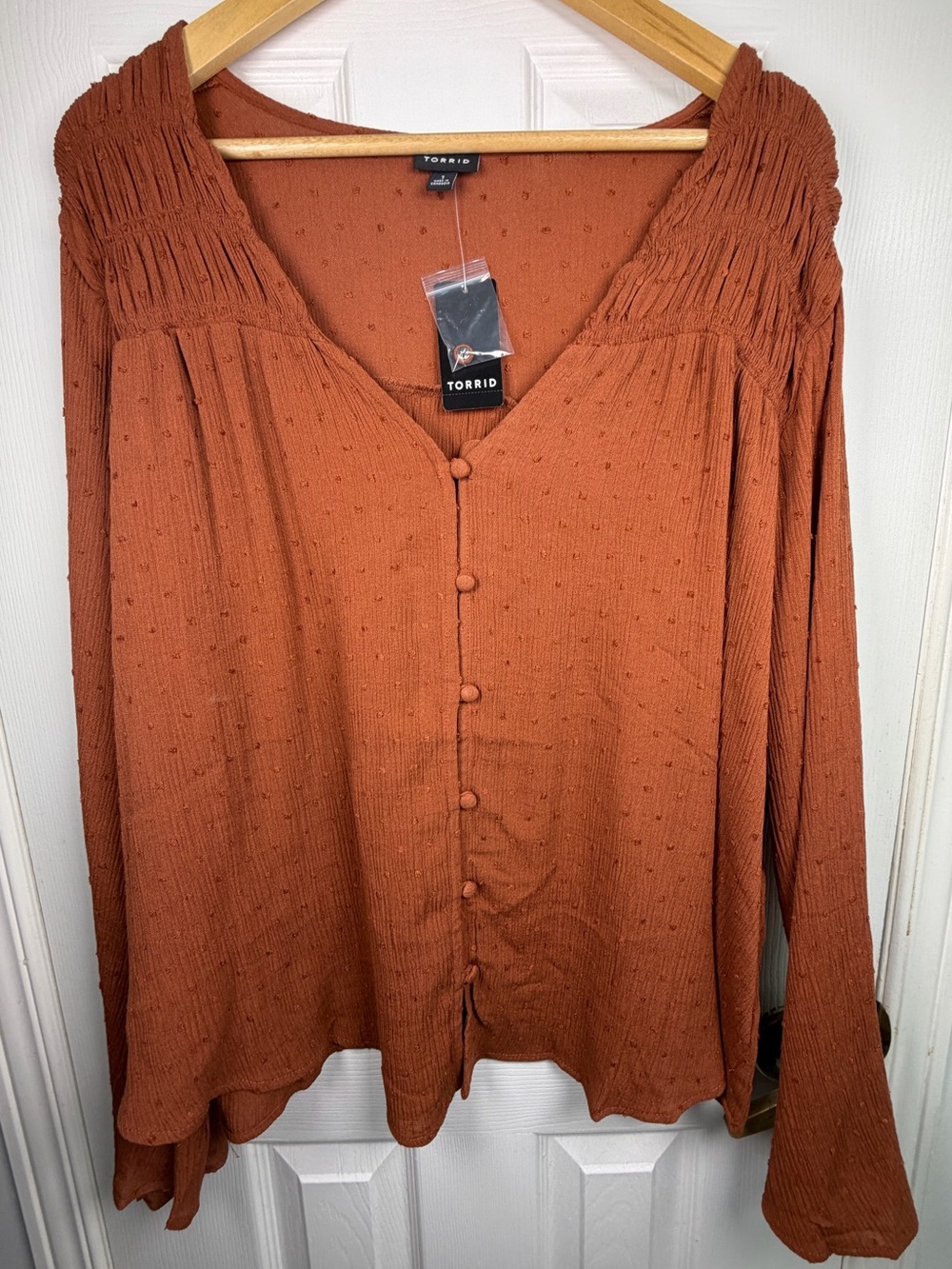 Torrid Rust Gauze Peasant Blouse Plus Size 1X Sequoia Boho Cottagecore Flowy NWT